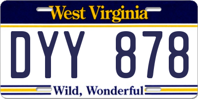 WV license plate DYY878