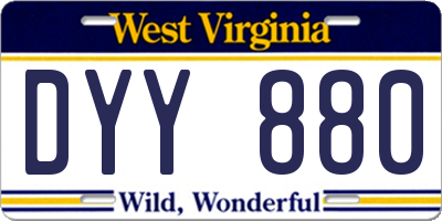 WV license plate DYY880