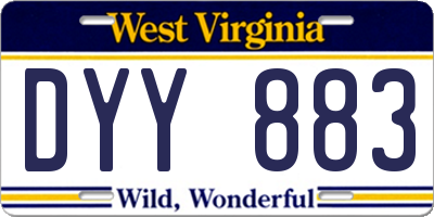 WV license plate DYY883