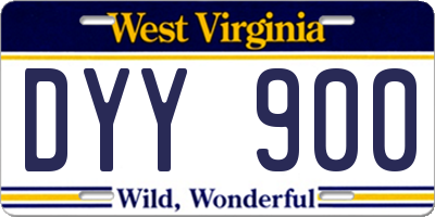 WV license plate DYY900