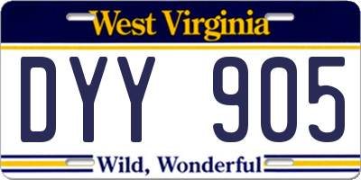 WV license plate DYY905