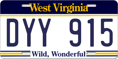 WV license plate DYY915