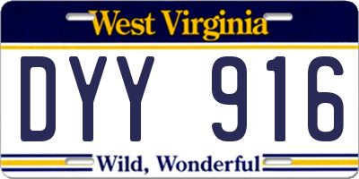 WV license plate DYY916