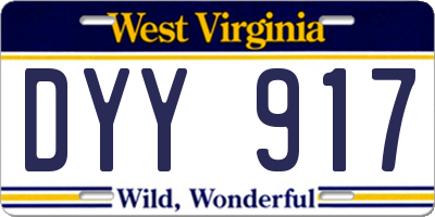 WV license plate DYY917