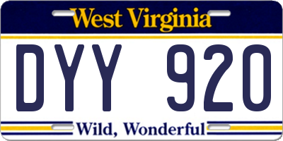 WV license plate DYY920