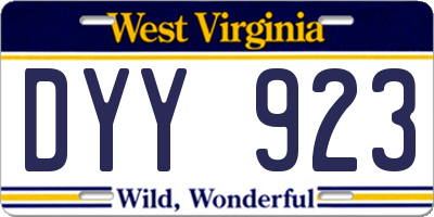 WV license plate DYY923