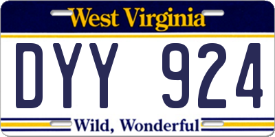 WV license plate DYY924