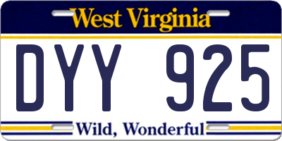 WV license plate DYY925