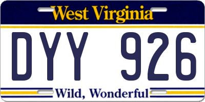 WV license plate DYY926