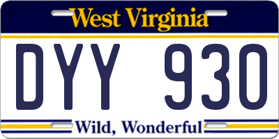 WV license plate DYY930