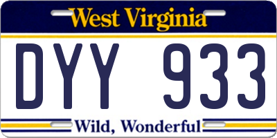 WV license plate DYY933