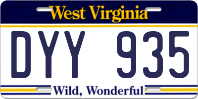 WV license plate DYY935