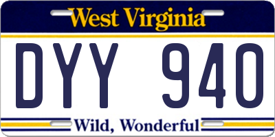 WV license plate DYY940