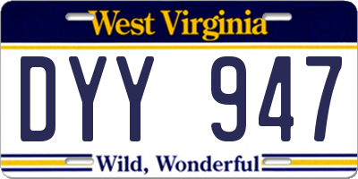 WV license plate DYY947