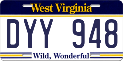 WV license plate DYY948