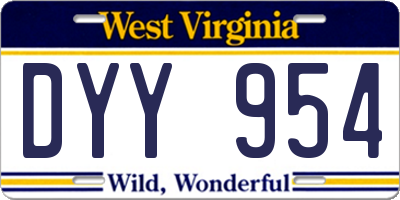WV license plate DYY954