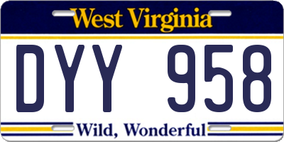 WV license plate DYY958