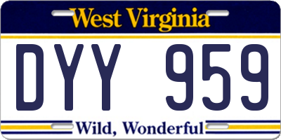 WV license plate DYY959