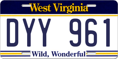 WV license plate DYY961