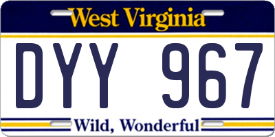 WV license plate DYY967