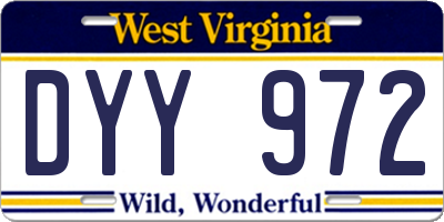WV license plate DYY972