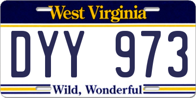 WV license plate DYY973