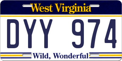 WV license plate DYY974