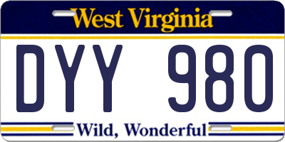 WV license plate DYY980