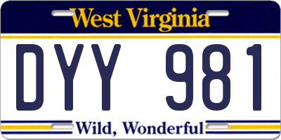 WV license plate DYY981