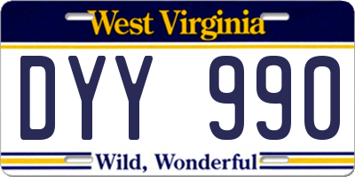 WV license plate DYY990
