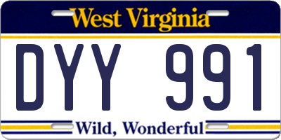 WV license plate DYY991