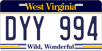 WV license plate DYY994