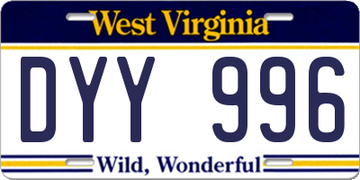 WV license plate DYY996