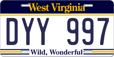 WV license plate DYY997