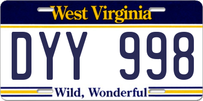 WV license plate DYY998