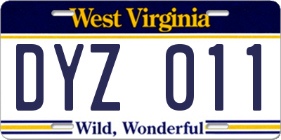 WV license plate DYZ011
