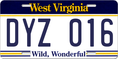 WV license plate DYZ016