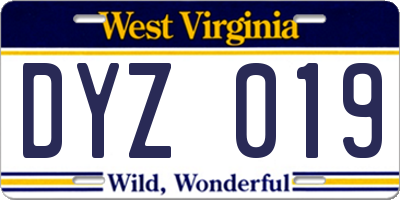 WV license plate DYZ019