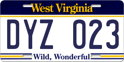 WV license plate DYZ023