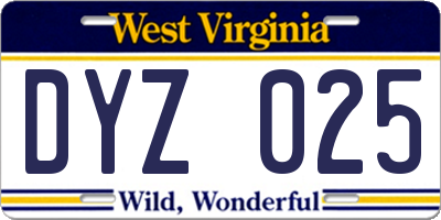 WV license plate DYZ025