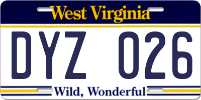 WV license plate DYZ026