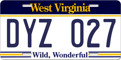 WV license plate DYZ027