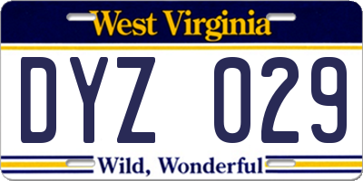 WV license plate DYZ029