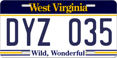 WV license plate DYZ035