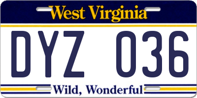 WV license plate DYZ036