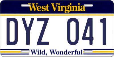 WV license plate DYZ041