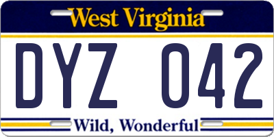 WV license plate DYZ042