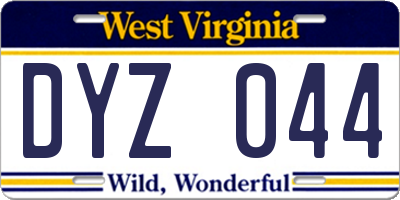 WV license plate DYZ044