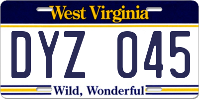 WV license plate DYZ045