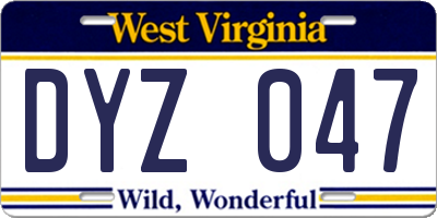 WV license plate DYZ047